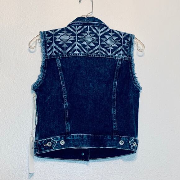Big Star Ryder denim geometric print vest Extra Small XS NWT western festival - Picture 4 of 8